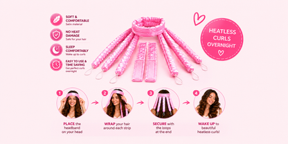 Heatless Hair Curler Silk New Upgradeed No Heat Curling Rode Headband for Long Hair Soft Hair Curls with Removeable & Adjustable To Sleep In Hair Curls